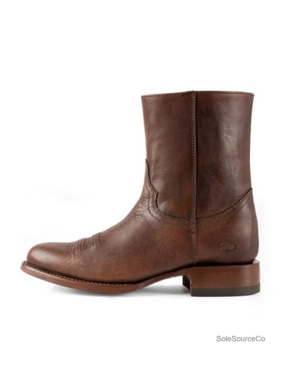 Men's Leather Western Ankle Bootie Zip Closure Cowboy Boot